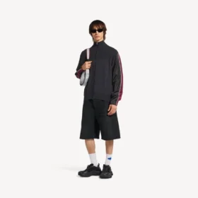 Suéter híbrido con cremallera para hombre en gris oscuro