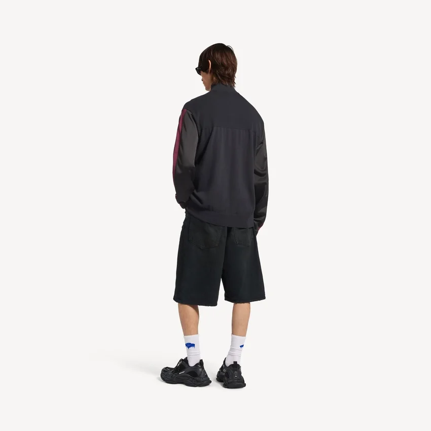 Suéter híbrido con cremallera para hombre en gris oscuro Suéter híbrido con cremallera para hombre en gris oscuro