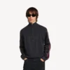Suéter híbrido con cremallera para hombre en gris oscuro Suéter híbrido con cremallera para hombre en gris oscuro