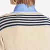 Suéter híbrido para mujer en azul marino/blanco Suéter híbrido para mujer en azul marino/blanco