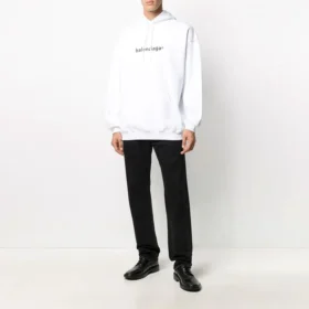 Suéter oversize con logotipo de Balenciaga para hombre, blanco, 570811TIV559040