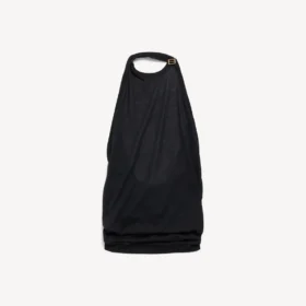 Top drapeado para mujer en negro