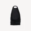 Top drapeado para mujer en negro