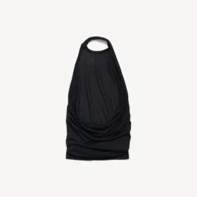 Top drapeado para mujer en negro