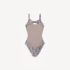 Traje de baño de mujer con estampado de pitón en color beige