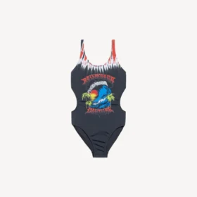 Traje de baño de mujer con estampado tie-dye extremo en negro
