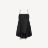 Vestido babydoll con tirantes para mujer en negro