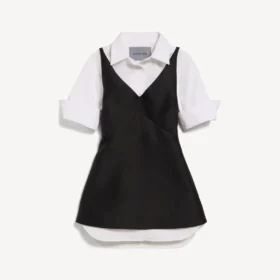 Vestido camisero híbrido para mujer en negro
