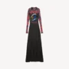 Vestido de manga larga para mujer con estampado tie-dye extremo en negro