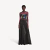 Vestido de manga larga para mujer con estampado tie-dye extremo en negro