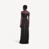 Vestido de manga larga para mujer con estampado tie-dye extremo en negro