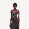 Vestido de manga larga para mujer con estampado tie-dye extremo en negro