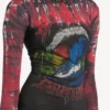 Vestido de manga larga para mujer con estampado tie-dye extremo en negro