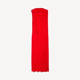 Vestido drapeado para mujer en rojo atardecer
