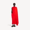 Vestido drapeado para mujer en rojo atardecer Vestido drapeado para mujer en rojo atardecer