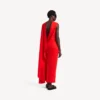 Vestido drapeado para mujer en rojo atardecer Vestido drapeado para mujer en rojo atardecer