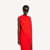 Vestido drapeado para mujer en rojo atardecer Vestido drapeado para mujer en rojo atardecer
