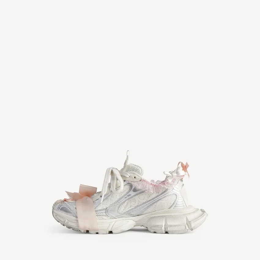 Zapatilla con cordones para mujer 3XL en blanco/rosa claro Zapatilla con cordones para mujer 3XL en blanco/rosa claro