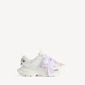 Zapatilla deportiva de mujer con moño en blanco/rosa