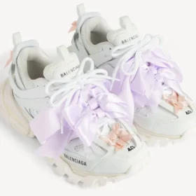 Zapatilla deportiva de mujer con moño en blanco/rosa
