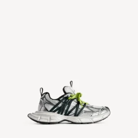 Zapatilla deportiva para hombre 3XL con cordones entrecruzados en gris/amarillo neón