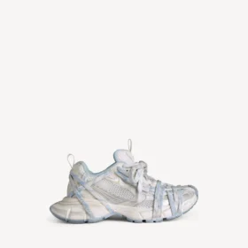 Zapatilla deportiva para mujer 3XL con cordones y logotipo en blanco/blanco roto/azul claro