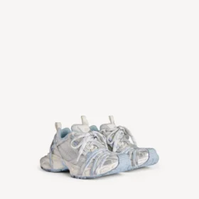 Zapatilla deportiva para mujer 3XL con cordones y logotipo en blanco/blanco roto/azul claro