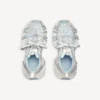 Zapatilla deportiva para mujer 3XL con cordones y logotipo en blanco/blanco roto/azul claro