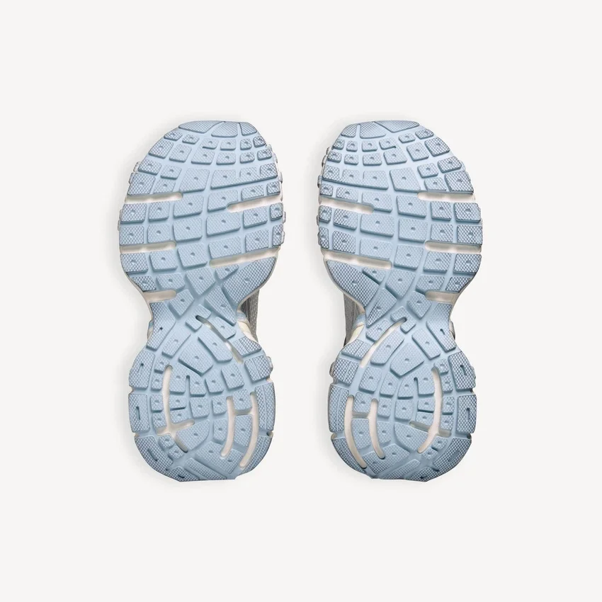 Zapatilla deportiva para mujer 3XL con cordones y logotipo en blanco/blanco roto/azul claro