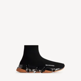 Zapatilla deportiva Speed 2.0 para hombre con suela transparente y tejido de punto reciclado en negro/naranja