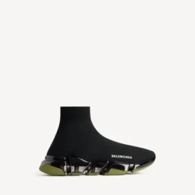 Zapatilla deportiva Speed 2.0 para hombre, de tejido reciclado con suela transparente completa, en negro/caqui