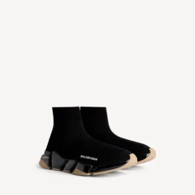 Zapatilla deportiva Speed 2.0 para hombre con suela transparente y tejido de punto reciclado en negro/beige