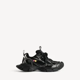 Zapatilla para hombre talla 3XL con dijes en negro/plateado