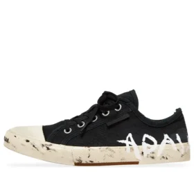 Zapatillas bajas de graffiti «Paris» de algodón desgastado en blanco y negro 688757W3RR51099