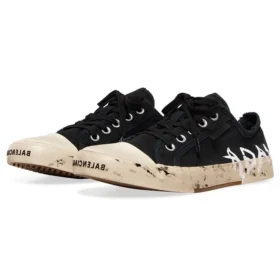 Zapatillas bajas de graffiti «Paris» de algodón desgastado en blanco y negro 688757W3RR51099