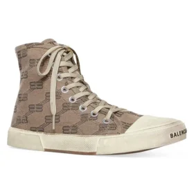 Zapatillas de caña alta Paris «Algodón BB Monogram color canela y goma blanca» 688756W3RQ12298