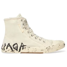 Zapatillas de caña alta Paris «Algodón desgastado blanco y goma blanca con grafitis» 688752W3RR49010