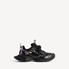 Zapatillas para mujer talla 3XL con dijes en negro/plateado
