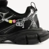 Zapatillas para mujer talla 3XL con dijes en negro/plateado Zapatillas para mujer talla 3XL con dijes en negro/plateado