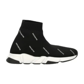 Zapatillas Speed 1.0 «Logotipo blanco, monograma y tejido de punto negro» 597425W2DBF1015