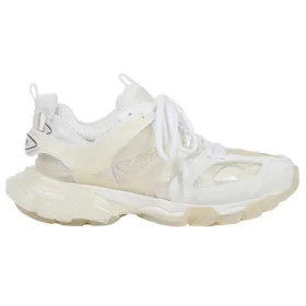Zapatillas Track de malla de nailon con suela transparente, estilo bajo, color blanco 647742W3BM19000