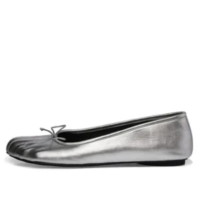 Zapatos de bailarina anatómicos «Piel de oveja suave plateada brillante» 714260WBFA18001