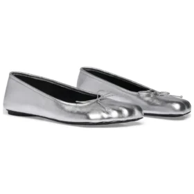 Zapatos de bailarina anatómicos «Piel de oveja suave plateada brillante» 714260WBFA18001