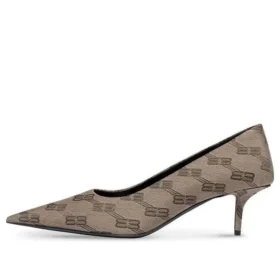 Zapatos de tacón BB Monogram con suela cuadrada de 60 mm «Tan» 707353W2I103020