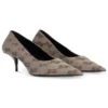 Zapatos de tacón BB Monogram con suela cuadrada de 60 mm «Tan» 707353W2I103020