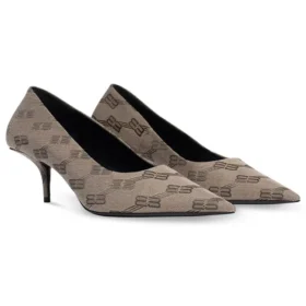 Zapatos de tacón BB Monogram con suela cuadrada de 60 mm «Tan» 707353W2I103020