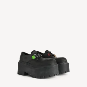 Zapatos Derby de plataforma «Strike» para mujer con dijes en negro/multicolor